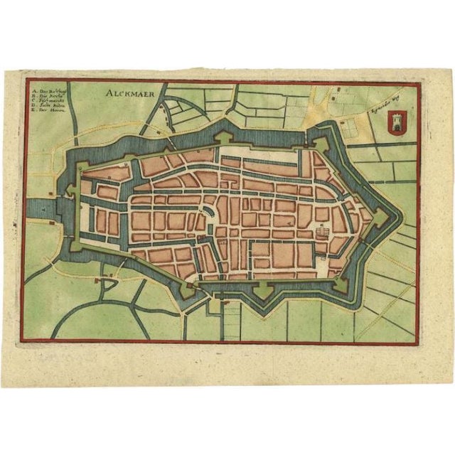 Antique Map of the City of Alkmaar by Merian, 1659 For Sale - Image 5 of 5