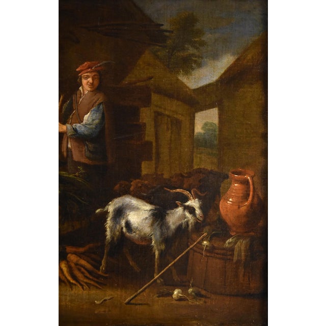 Adriaen De Gryef, Courtyard with Animals, 1690, Oil on Canvas For Sale - Image 12 of 14