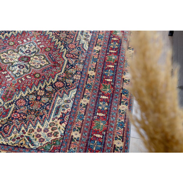 1970s 1970s Vintage Handmade Wool Cotton Burgundy Area Rug For Sale - Image 5 of 11