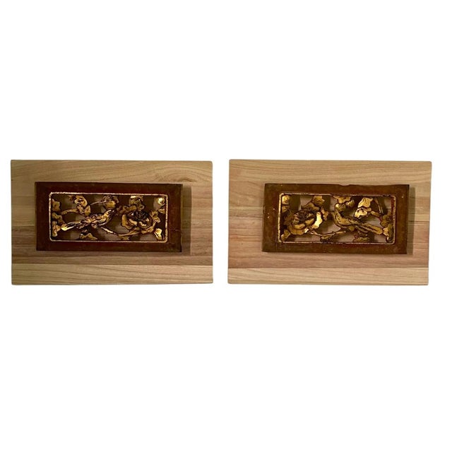 Sculptural Wall Object – Early 20th C. Antique Chinese Giltwood Openwork Panels, Pair For Sale - Image 11 of 11