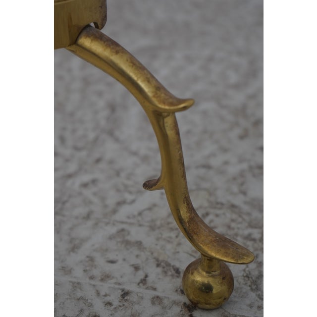 Metal Pair Virginia Metalcrafters Colonial Style Brass Fireplace Andirons For Sale - Image 7 of 13