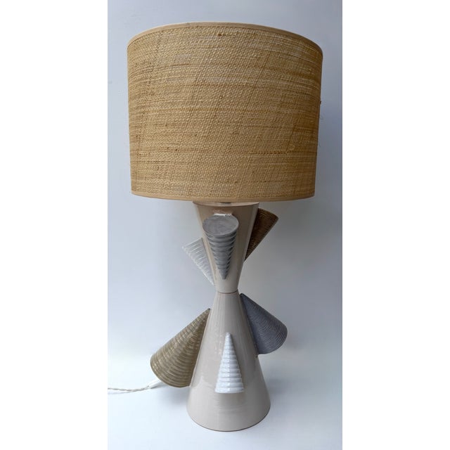 Mid-Century Modern Contemporary Pair of Ceramic Cone Lamps by Antonio Cagianelli, Italy For Sale - Image 3 of 14