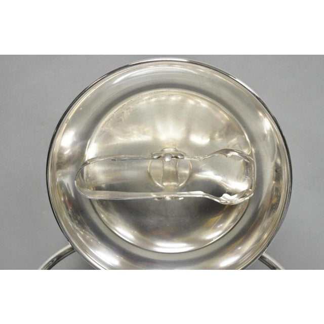 Sheffield Mid 20th Century Mid Century Modern Sheffield Silver Plated Reticulating Hinge Ice Bucket W Tongs For Sale - Image 4 of 15