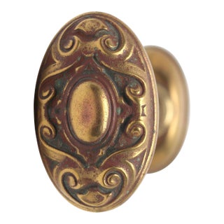 Antique Yale & Towne Bronze Meridian Oval Entry Door Knobs For Sale