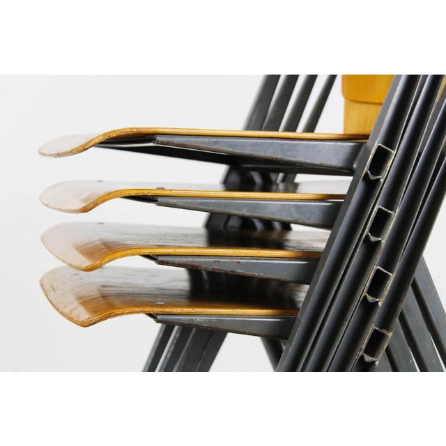 Blue Vintage Pyramid Chairs by Wim Rietveld for Ahrend de Cirkel, Set of 4 For Sale - Image 8 of 15