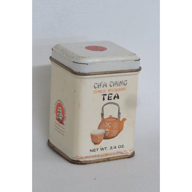 Mid 20th Century John Wagner and Sons Small Empty Tea Tin for Cha Ching Chinese Restaurant 4925b For Sale - Image 5 of 12