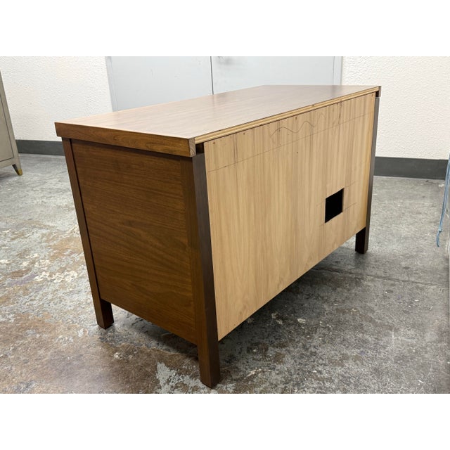 Brown Bespoke Metal Mesh + Walnut Media Cabinet For Sale - Image 8 of 12