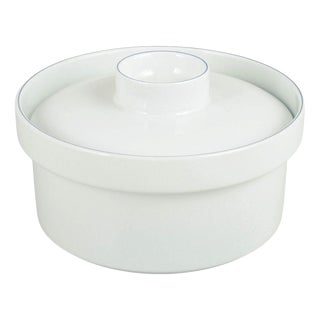 Blue Line Lidded Tureen in Faience by Grethe Meyer for Royal Copenhagen, 1992-1999 For Sale