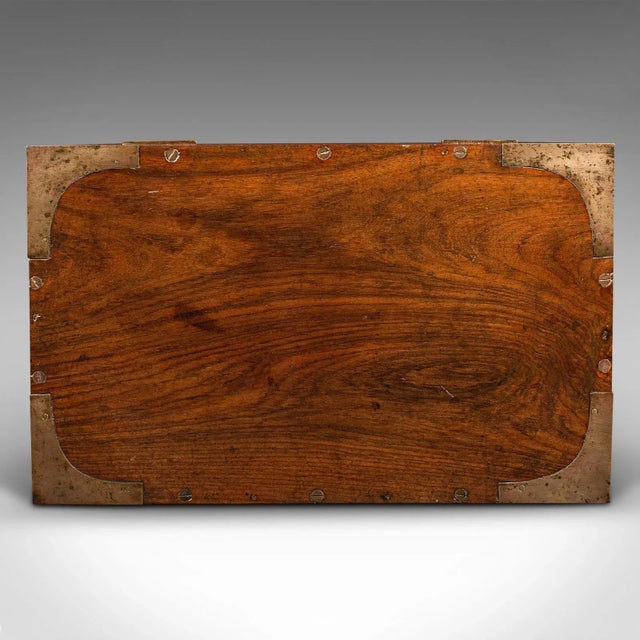 Wood 1880s Victorian Antique Campaign Correspondence Box, Indian, Colonial Writing Case For Sale - Image 7 of 13
