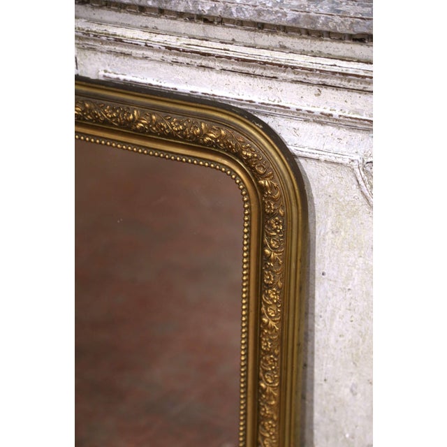 Wood 19th Century French Louis Philippe Giltwood Floral Mirror With Mercury Glass For Sale - Image 7 of 9