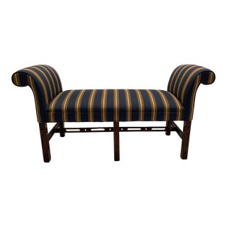 Classic Chippendale Style Upholstered Bench For Sale