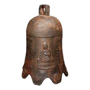 Cast Iron Dragon & Phoenix Auspicious Peace Bell, Chinese Feng Shui Hanging Bell, “Good Fortune & Harmony” Symbolic Decor