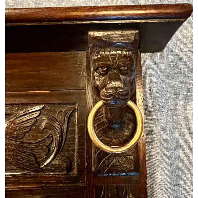 Antique Gothic Lions Head Wall Shelf Coat & Hat Rack For Sale In New York - Image 6 of 18