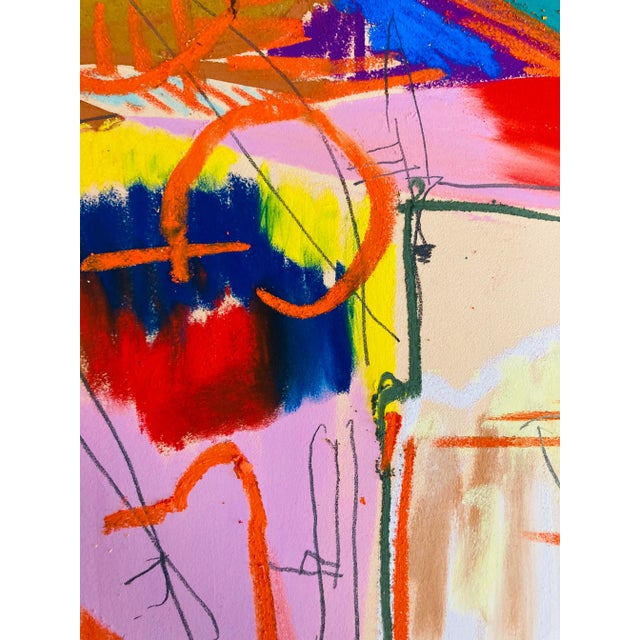 Abstract Pastel Original Drawing by Erik Sulander, 9x10, Signed, Unframed. On paper.