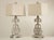 Quality Pair of Silver-Painted Sculpted Resin Table Lamps With Shades