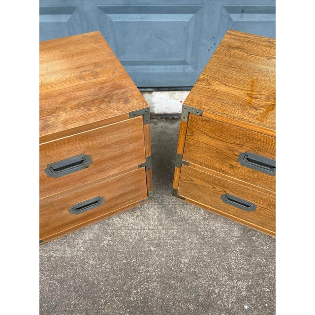 Mid 20th Century Bernhardt Campaign Style Nightstands a Pair Chairish