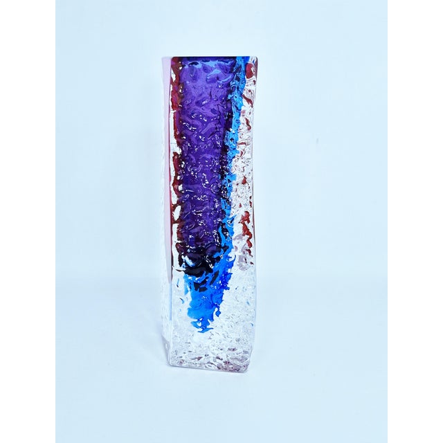 Mid-Century Modern Mid-Century Murano Sommerso Textured Glass Vase by Alessandro Mandruzzato For Sale - Image 3 of 12