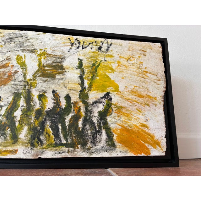 Original untitled painting on wood with frame signed by Purvis Young (1943-2010). He was a self-taught American artist...
