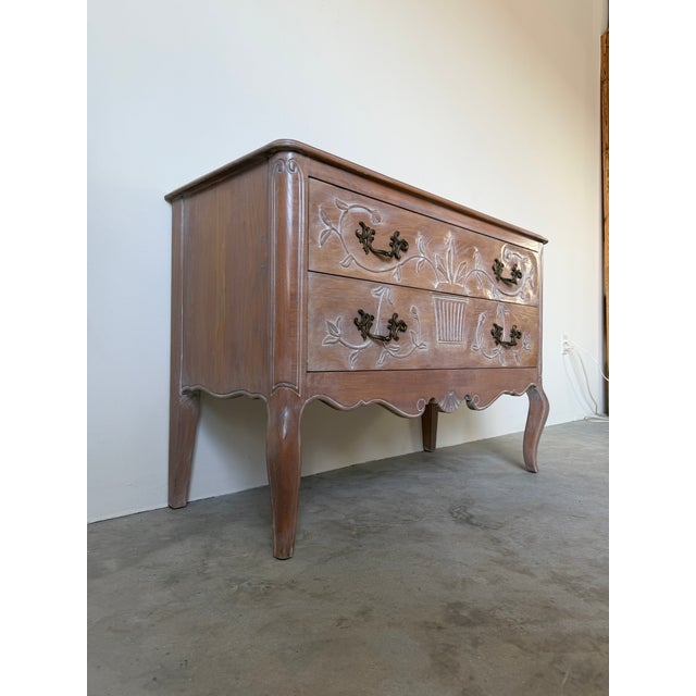 1980s 1980's Vintage French Provincial Carved Wood Two-Drawer Nightstand For Sale - Image 5 of 18