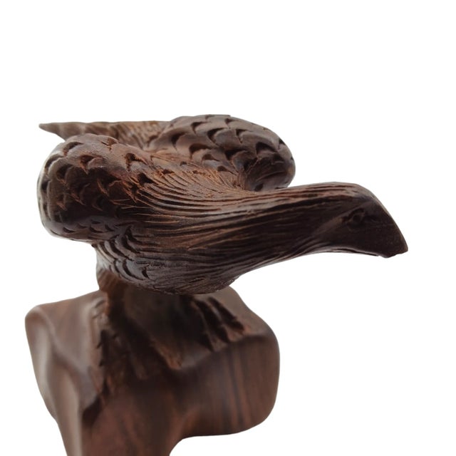 1970s Bohemian Traditional Farmhouse Hand Carved Wood Eagle For Sale - Image 4 of 6