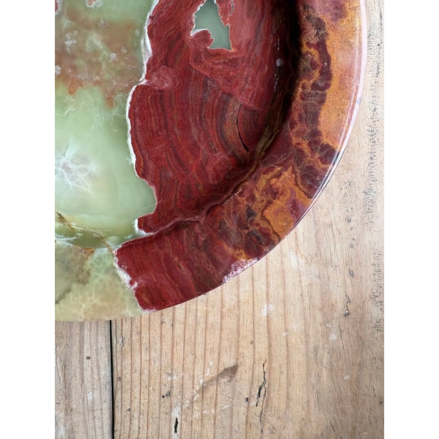 Vintage Green & Red Onyx Stone Decorative Bowl / Catchall Dish For Sale - Image 4 of 14