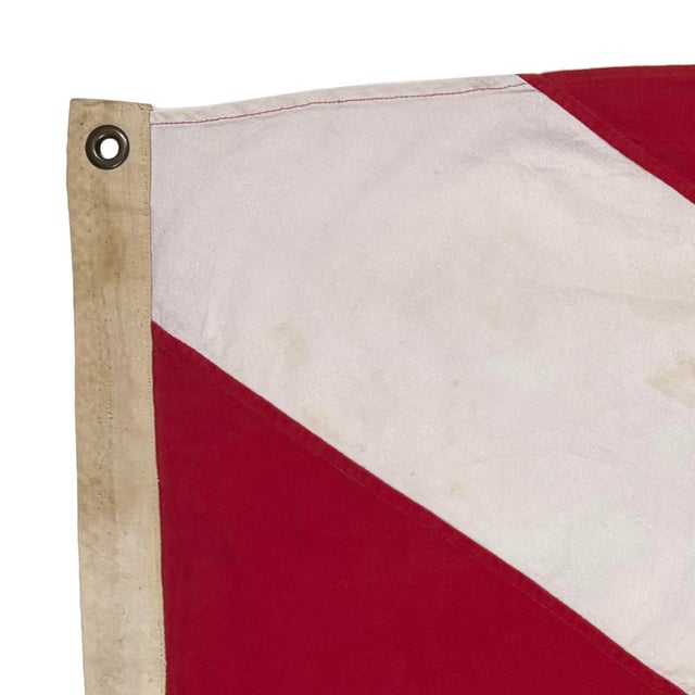 Reconstructed Vintage Cotton Nautical Signal Flag, Diver Down For Sale - Image 4 of 4