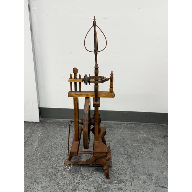 Early 20th Century Upright Wooden Spinning Wheel, Antique For Sale - Image 5 of 12