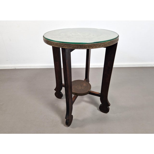 Wood Amsterdam School Art Deco Occasional Table with Copper Top, 1920s For Sale - Image 7 of 14