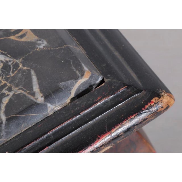 Black Late 19th Century Rococo Venetian Styled Painted and Japanned Coffee or Cocktail Table Marble Top For Sale - Image 8 of 8