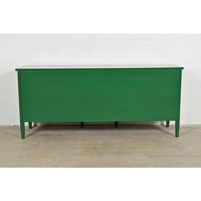 Thomasville French Regency Louis XVI Green Lacquered Dresser or Credenza, Newly Refinished For Sale - Image 12 of 13