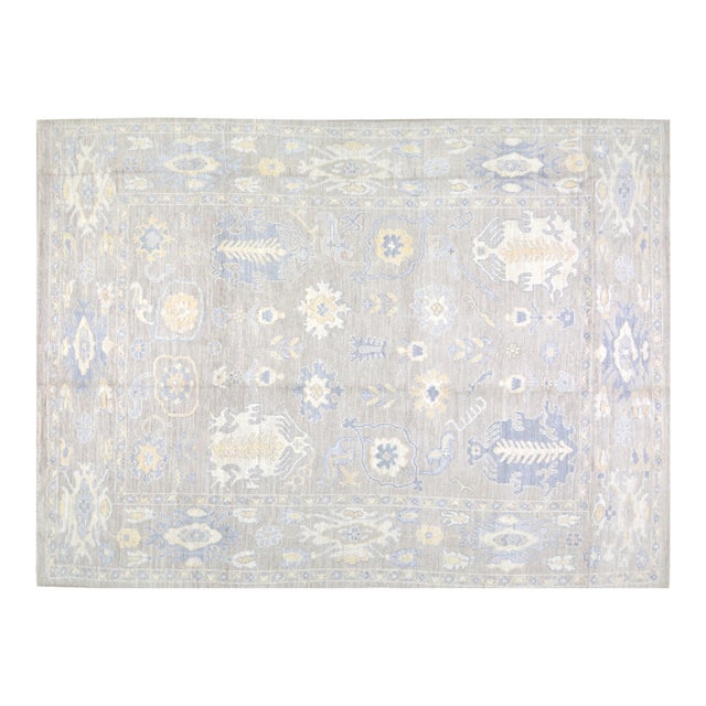Turkish Oushak Hand Knotted Wool Rug, 8'x10' For Sale