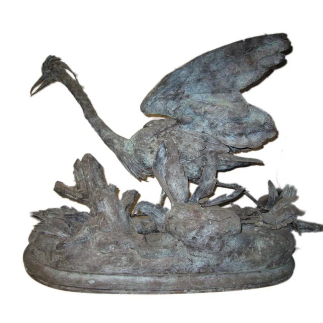 French 19th Century Bronze Sculptures of Herons by Jules Moigniez - a Pair For Sale - Image 4 of 13