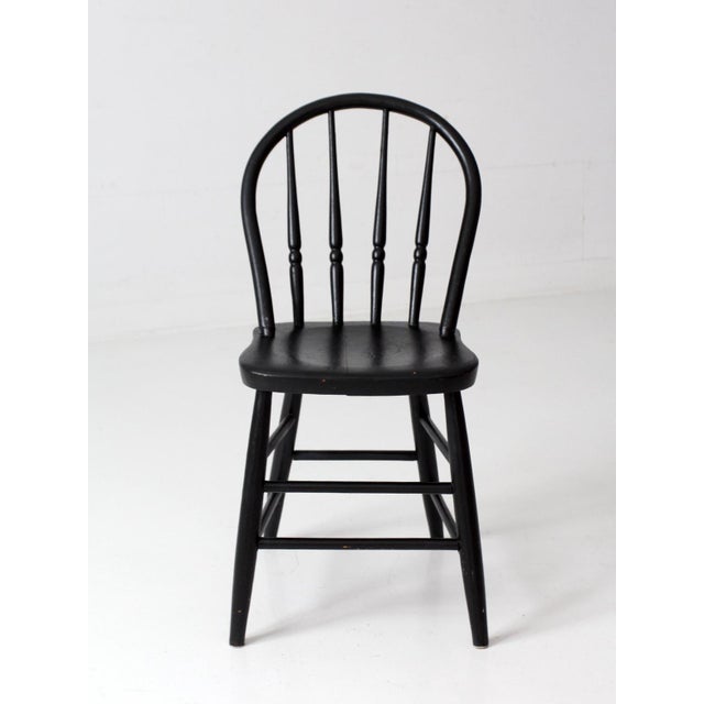 Farmhouse Vintage Black Painted Windsor Spindle Back Chair For Sale - Image 3 of 14