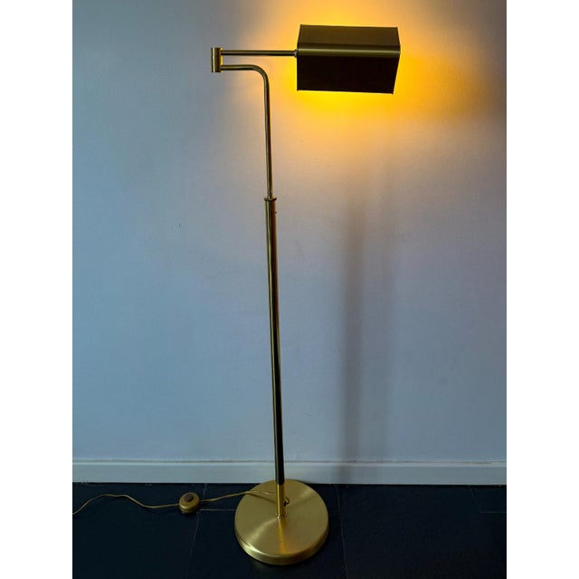 Gold Mid-Century Modern Brass Floor Lamp with Adjustable Height and Swing Arm from Dijkstra Lampen, 1970s For Sale - Image 8 of 18