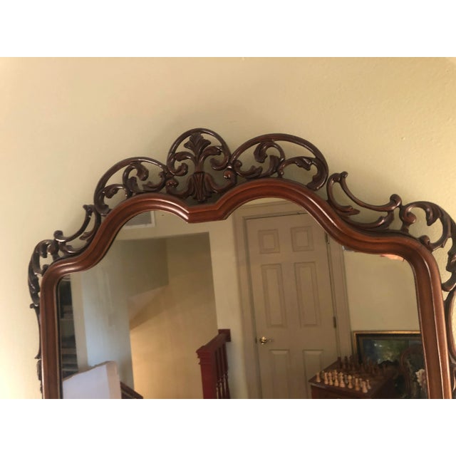 American Vintage 1940's Mahogany Shield Mirror For Sale - Image 3 of 5
