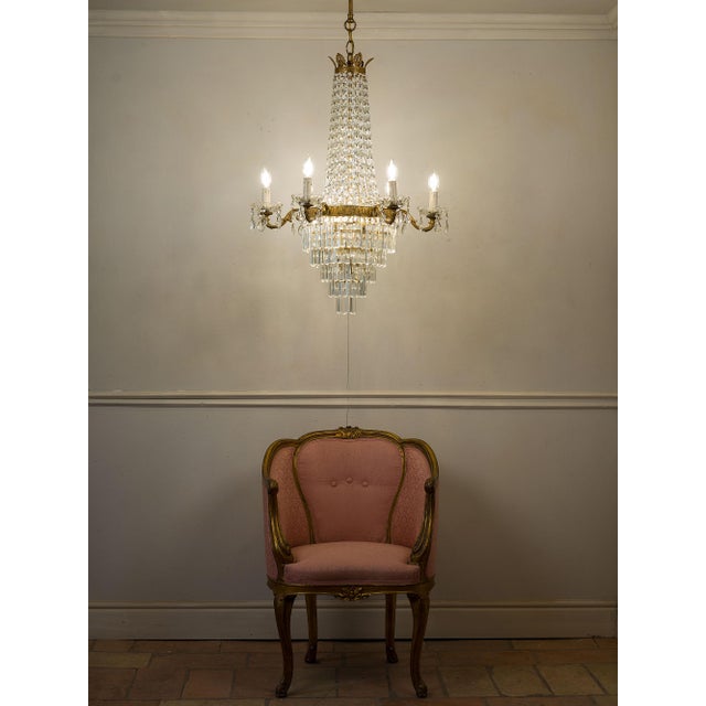 Empire-Style Chandelier in Cut Crystal, Italy, 1950s For Sale - Image 9 of 13