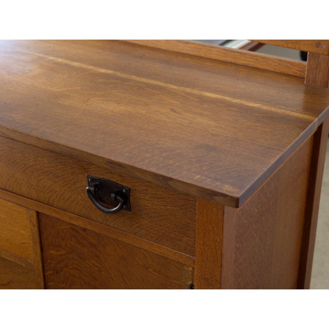 Gustav Stickley Sideboard Model 816, Signed "Als Ik Kan" Joiner's Compass Decal, Arts & Crafts Craftsman Workshop, C. 1907–1912 For Sale - Image 10 of 12