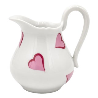 Mid 20th Century D. Porthault Paris Limoges Porcelain Coeurs Pink Hearts Creamer For Sale