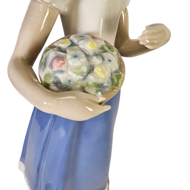 Tengra Maiden Flower Basket & Tree Porcelain Figurine 15" For Sale - Image 9 of 12