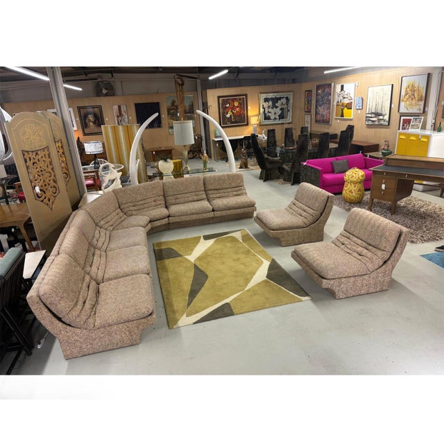 Vladimir Kagan Style 9-Piece Curved Modular Sofa Sectional For Sale - Image 9 of 18