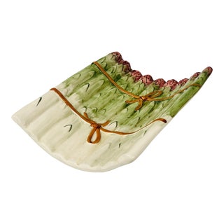 1970s Portuguese Majolica Asparagus Dish For Sale