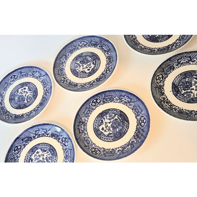 Mid 20th Century Mid 20th Century Flow Blue Willow Ironstone Dessert Plates- Set of Six For Sale - Image 5 of 9