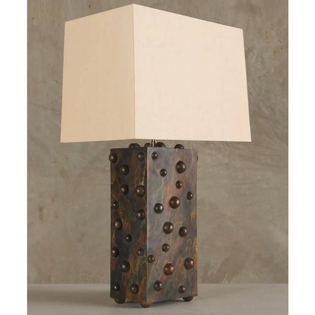 Mid-Century Modern Marbled Vertical Studded Lamp by Lika Moore For Sale - Image 3 of 5