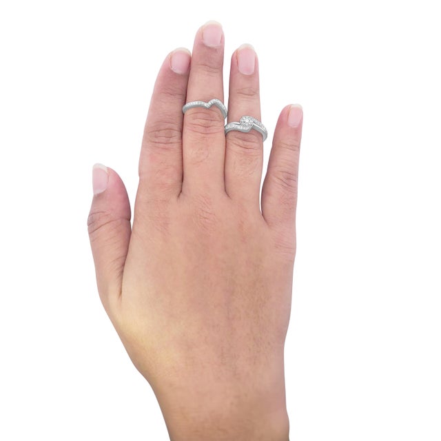 Haus of Brilliance .925 Sterling Silver 1/3ct Cttw Multi-Diamond Bypass Vintage-Style Bridal Set Ring and Band (I-J Col For Sale - Image 4 of 6