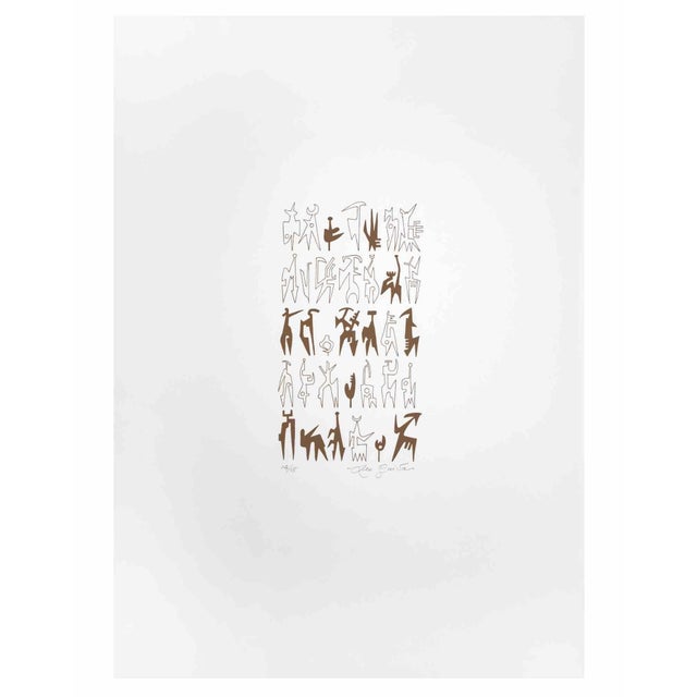 Abstract composition is a contemporary artwork realized by Leo Guida in the 1970s. Screen print on paper. Hand-signed and...