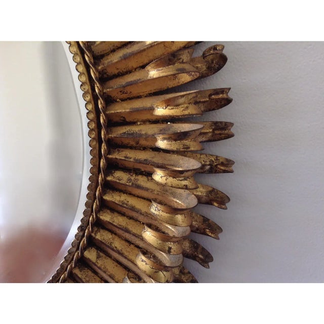 Metal Vintage C.1950's Hollywood Regency Italian Gilt Metal Oval-Shaped Mirror Attributed to S. Salvadori For Sale - Image 7 of 8