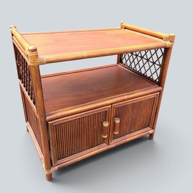 Vintage Bamboo and Rattan Media Cabinet, 1970s For Sale - Image 9 of 9