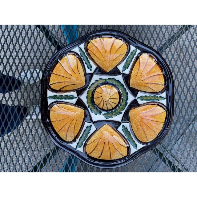 1950s French Saint Jean De Bretagne Majolica Oyster Plate For Sale - Image 13 of 15