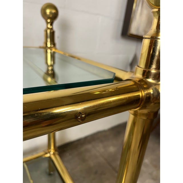 Vintage Brass and Glass Serving Trolley or Bar Cart Italy For Sale - Image 9 of 11