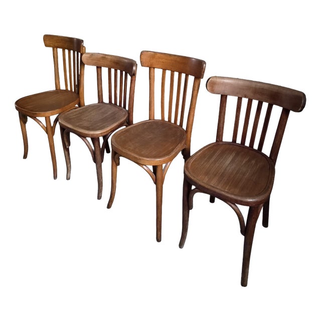 Vintage French Bistro Chairs by Mahieu & Guillaume, 1930s, Set of 4 For Sale